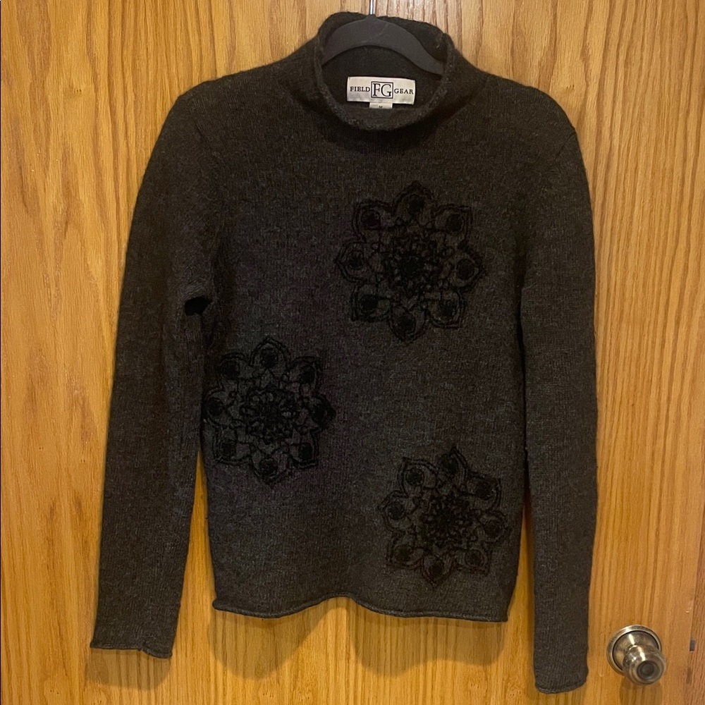Field Gear Floral Appliqué Turtleneck Sweater